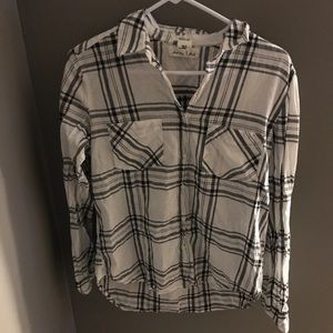 Navy and White Plaid Shirt